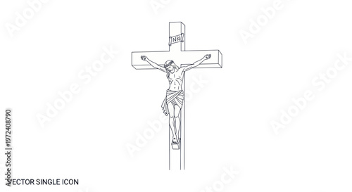 Crucifixion of Jesus Christ, Christian symbol, outline drawing, religious icon