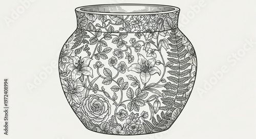 Intricate Black and White Vase.