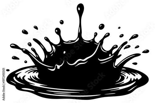 Ink splash forming crown shape on plain white background