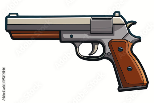 Revolver style handgun side view on white background