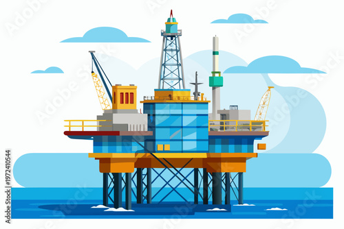 Offshore oil platform standing in calm sea environment