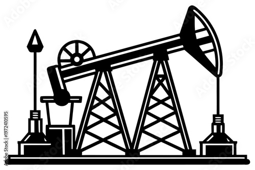 Oil pumpjack pumping on onshore extraction facility site