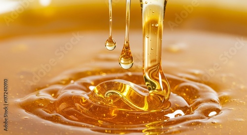 Golden Liquid Dripping Sweetly, Creating Appetizing Ripples