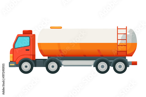 Fuel tanker truck stationary on white studio background