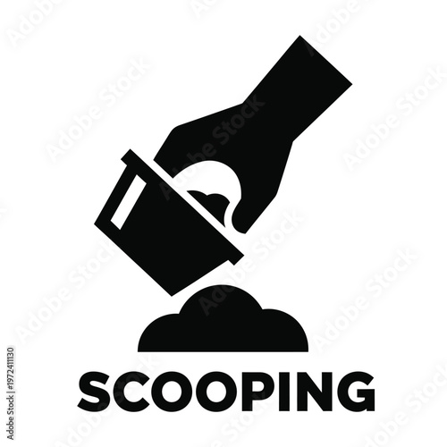 A simple black icon depicts a hand placing coffee grounds into a portafilter for espresso brewing