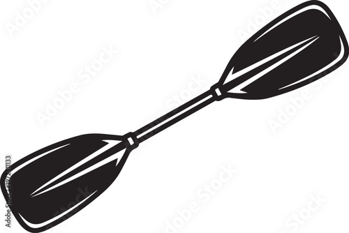 Black paddle icon, vector oar symbol, rowing boat accessory, nautical graphic element