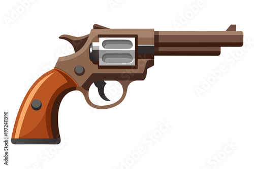 Compact revolver illustrated on white background surface
