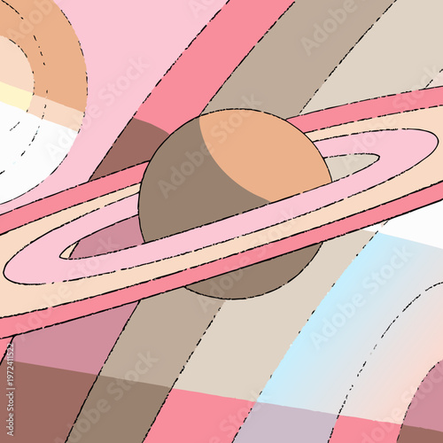 Ringed Planet Isolated Flat Vector Illustration