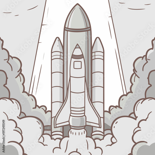 Space Rocket Launch Isolated Flat Vector Illustration