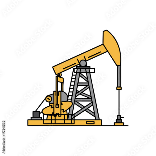 Oil pump jack operating on drilling platform in field