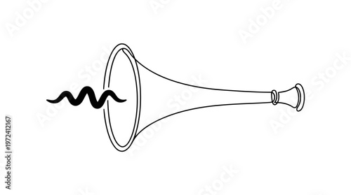 Vintage Ear Trumpet Hearing Aid With Whisper Sound Single Continuous Line Art Minimalist Monoline Vector Icon