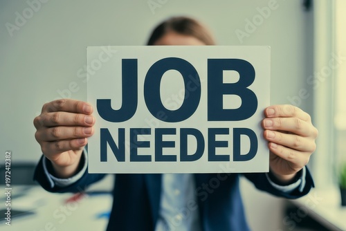 Businessman Holding Job Needed Sign Employment Search Concept Unemployment and Career Opportunity Theme