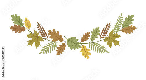 Autumn Leaf Garland Decoration with Colorful Fall Foliage