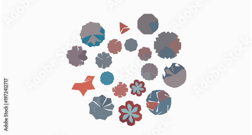 Geometric floral circle pattern vector with rotating motion effect in bold abstract style