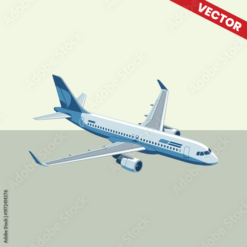 Sleek Commercial Aircraft Flying Straight Realistic Vector Illustration Professional Passenger Jet for Airline Branding Travel Brochures and Global Logistics Transportation Concept