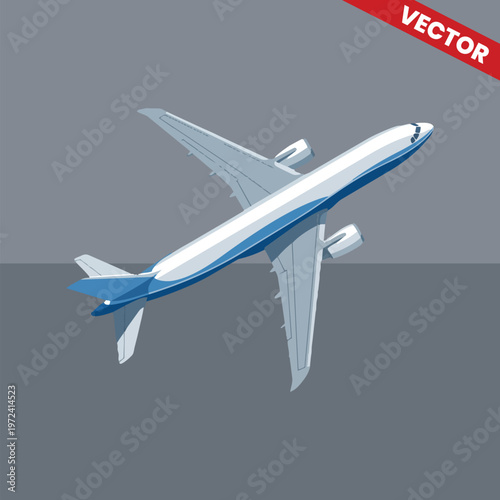 Commercial Airplane Flying High Above View Isolated on Dark Background Vector Illustration Professional Jet Aircraft Soaring in the Sky Corporate Travel and Aviation Transport Concept Design