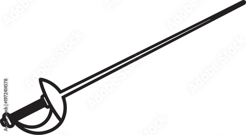 Fencing sword, foil sword, epee vector, fencing equipment, sports illustration