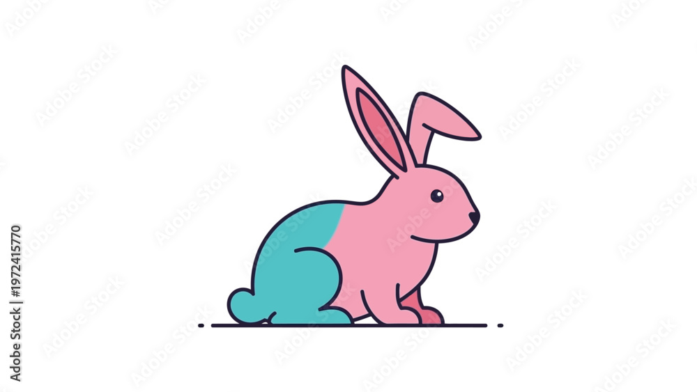 Fototapeta premium Colorful Cartoon Rabbit Illustration.