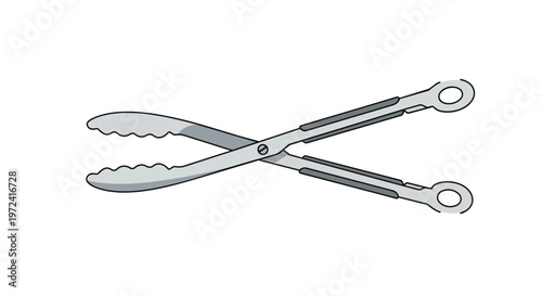 Illustration of Stainless Steel Kitchen Tongs for Cooking and Grilling