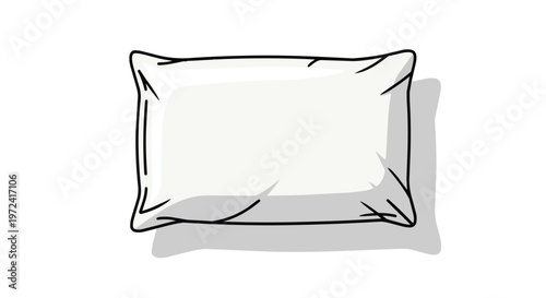 Simple Hand Drawn Illustration of a Soft White Bed Pillow