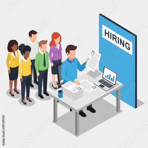 Businessman interviewing job applicants for employment.