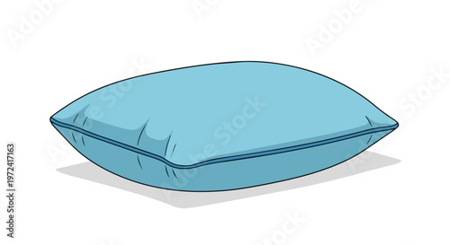 Blue rectangular bed pillow vector illustration