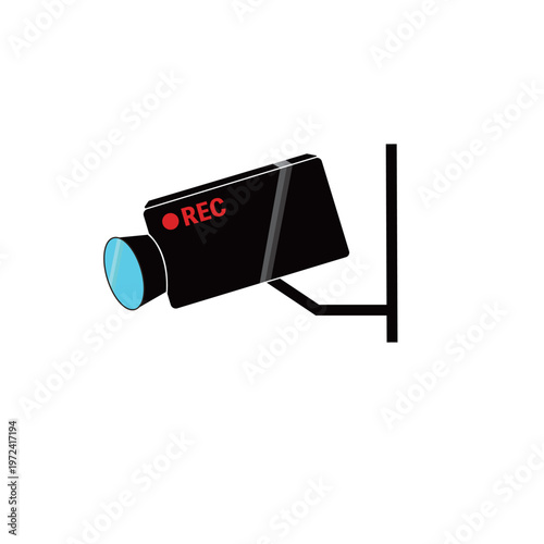 Security Camera in Operation Set CCTV Surveillance Recording Warning Protection Illustration