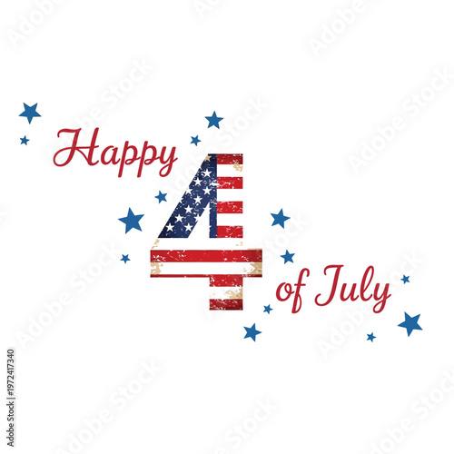 Festive 'happy 4th of july' greeting with american flag and stars