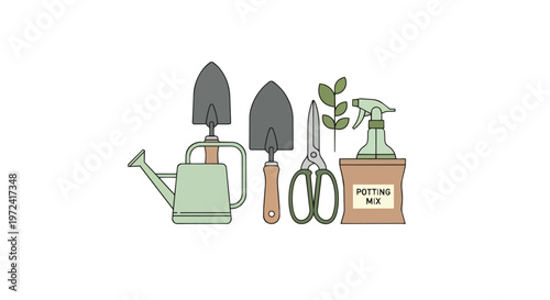 Set of Gardening Tools and Equipment for Planting and Home Horticulture