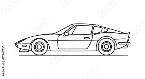 Line art illustration of a sports car