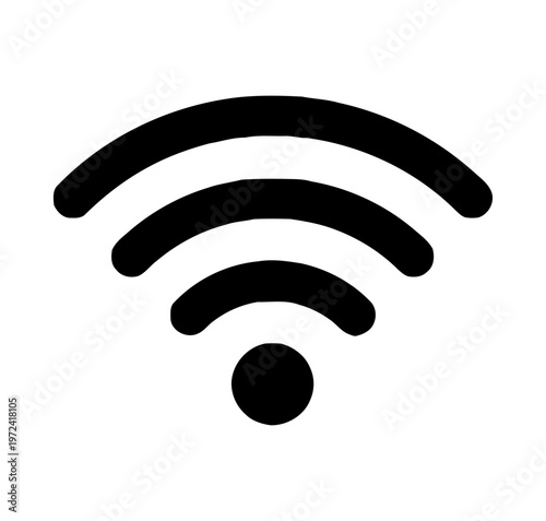 Clean vector graphic of a strong wireless signal icon, universally recognized symbol for internet connectivity and network access in modern digital environments