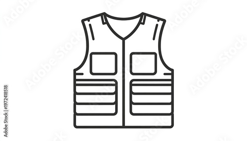 Safety Vest Illustration - Detailed Outline of a Protective Garment.