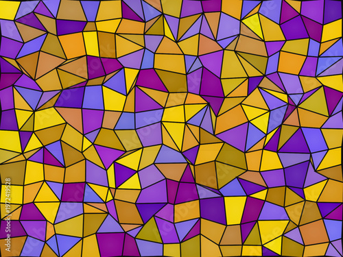 Gothic Stained Glass Window Colorful Polygon Mosaic Wallpaper