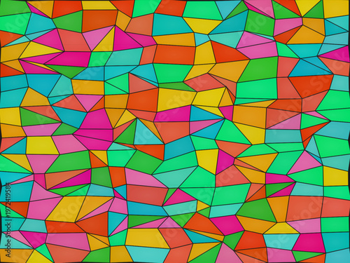 Gothic Stained Glass Window Colorful Polygon Mosaic Wallpaper