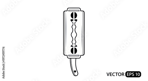 Vintage Straight Razor Blade Icon, Barber Tool, Sharp Edge for Shaving and Grooming