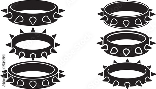 Collection of various spiked bracelets and collars eps 10