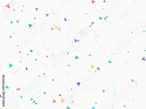 Playful Memphis Style Scattered Confetti Modern Design Pattern
