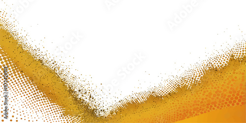Abstract golden vector illustration of a cold beer glass featuring macro bubbles and froth texture over a yellow background