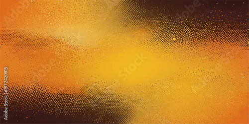 Abstract orange background texture featuring a macro pattern of gold liquid bubbles and water drops on a cold glass surface for a vibrant beverage wallpaper design