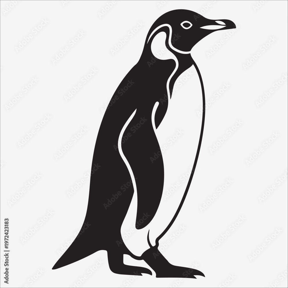 Obraz premium penguin silhouette vector illustration on white background