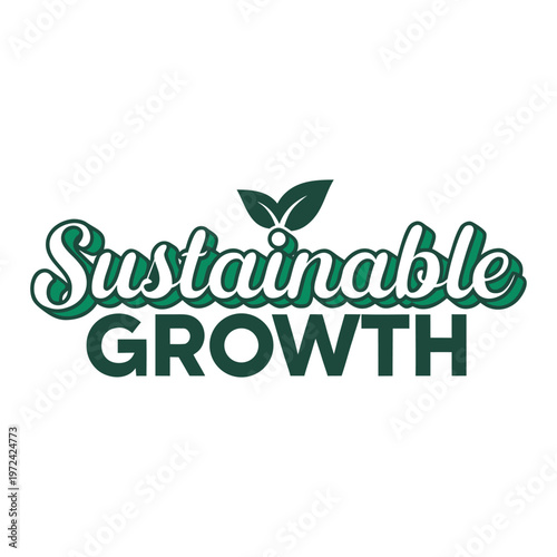 Green sustainable growth arrow with leaf and earth symbol on white background