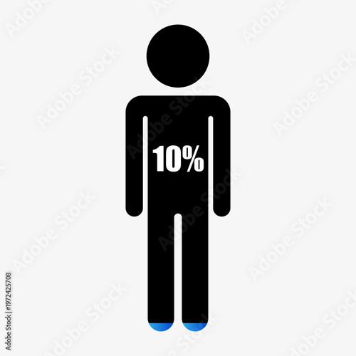 Human progress bar. Ten 10 percent. Silhouette Vector icon. Level loading symbol. Manual vector only. No autotrace used.