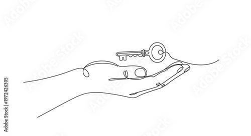 Key in a human hand.