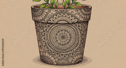 Intricately Designed Terracotta Flower Pot.
