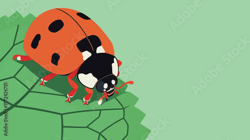 Close-up view of a ladybug resting on a leaf during a sunny afternoon in a garden setting