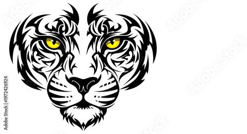 Lion Face Illustration Closeup.