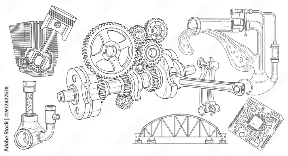 Obraz premium Mechanical Gears and Cogs Assembly.