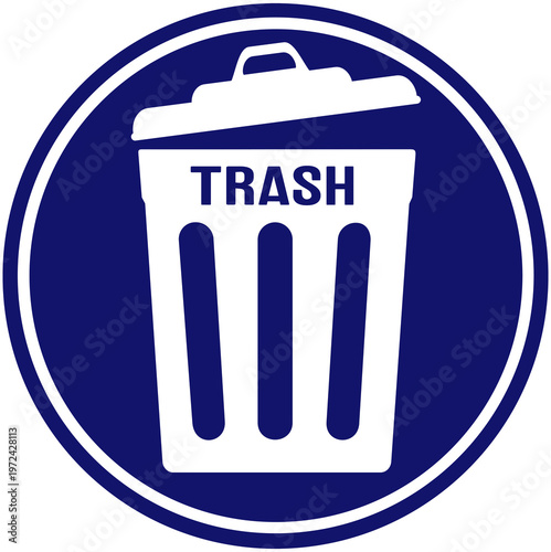 circular sign indicating trash.