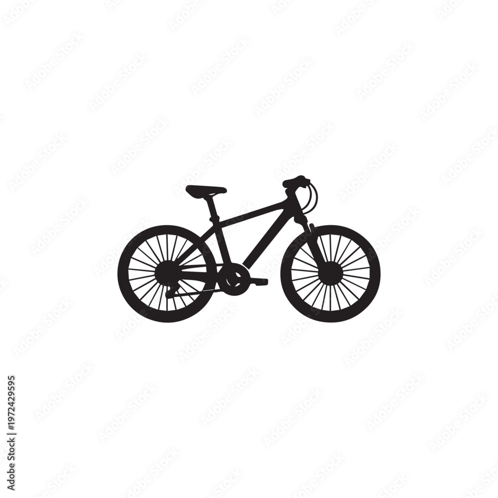 Fototapeta premium Bicycle side view silhouette vector white background