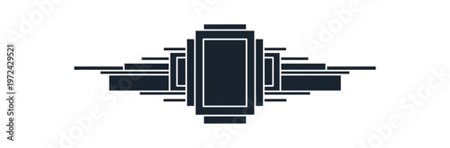 Abstract geometric design with rectangular elements and symmetric arrangement